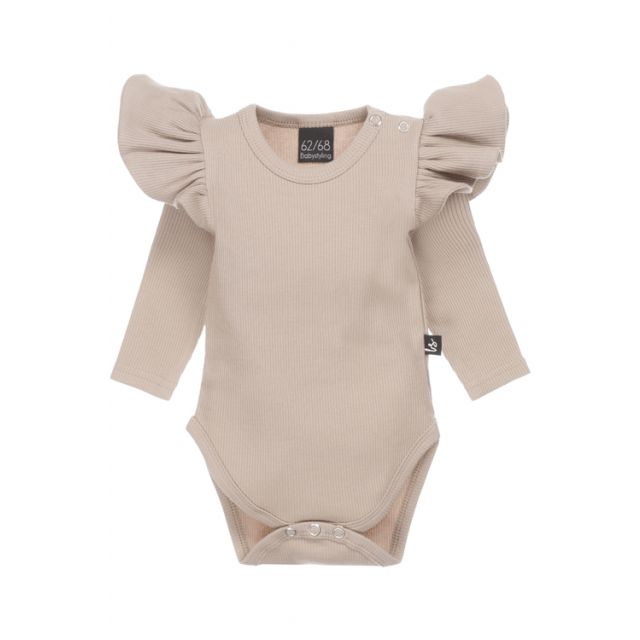 Ruffle romper rib (beige)