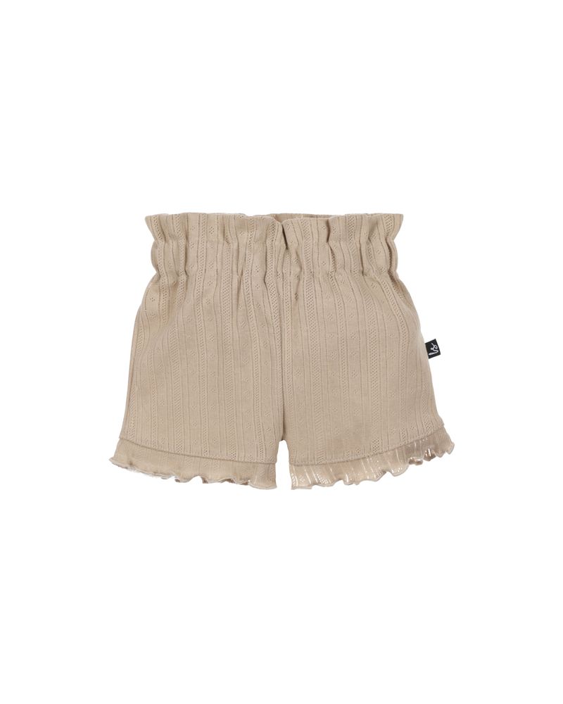 Double ruffle short pointelle beige