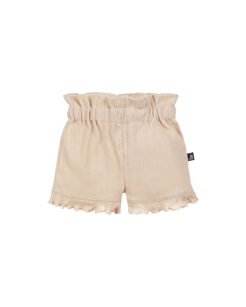 Double ruffle short pointelle sand