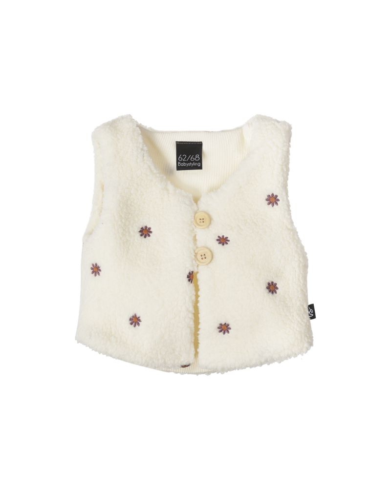 Bodywarmer flowers ecru