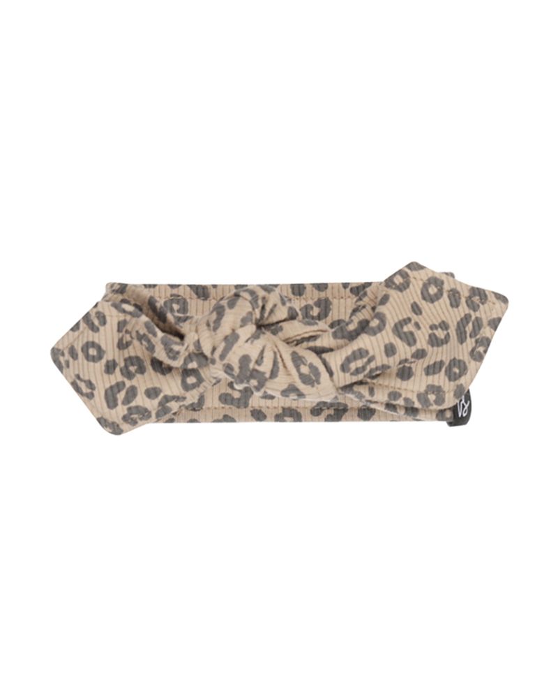 Haarbandje leopard rib donkerbeige