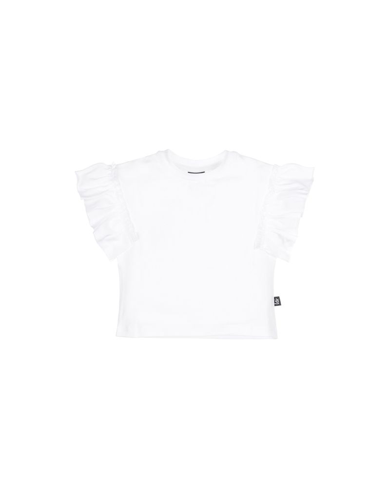Loose fit t-shirt ruffles white