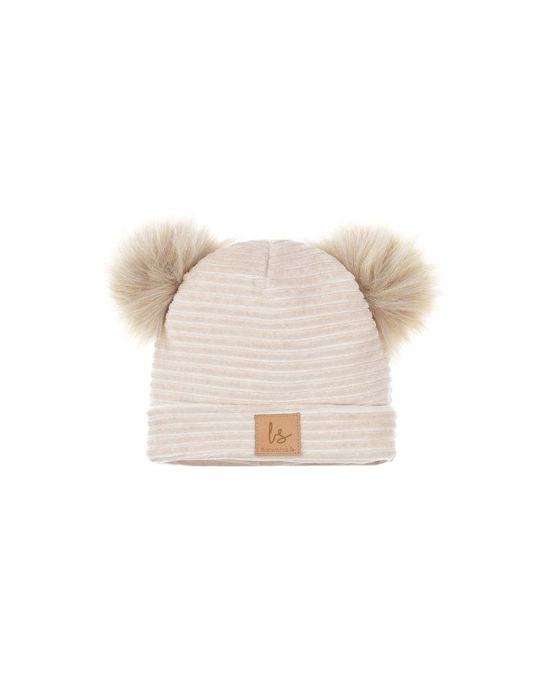 Pompom bear mutsje (sand)