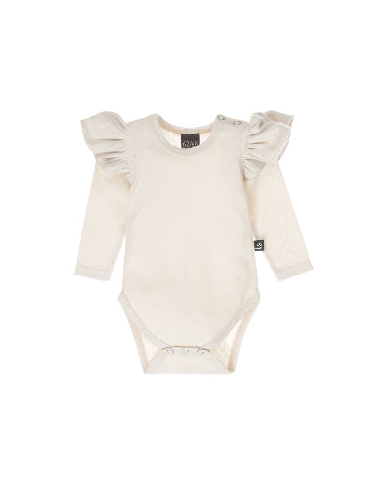 Ruffle romper pointelle (sand)