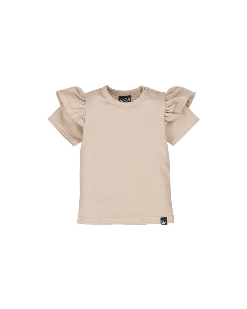 Ruffle t-shirt rib beige