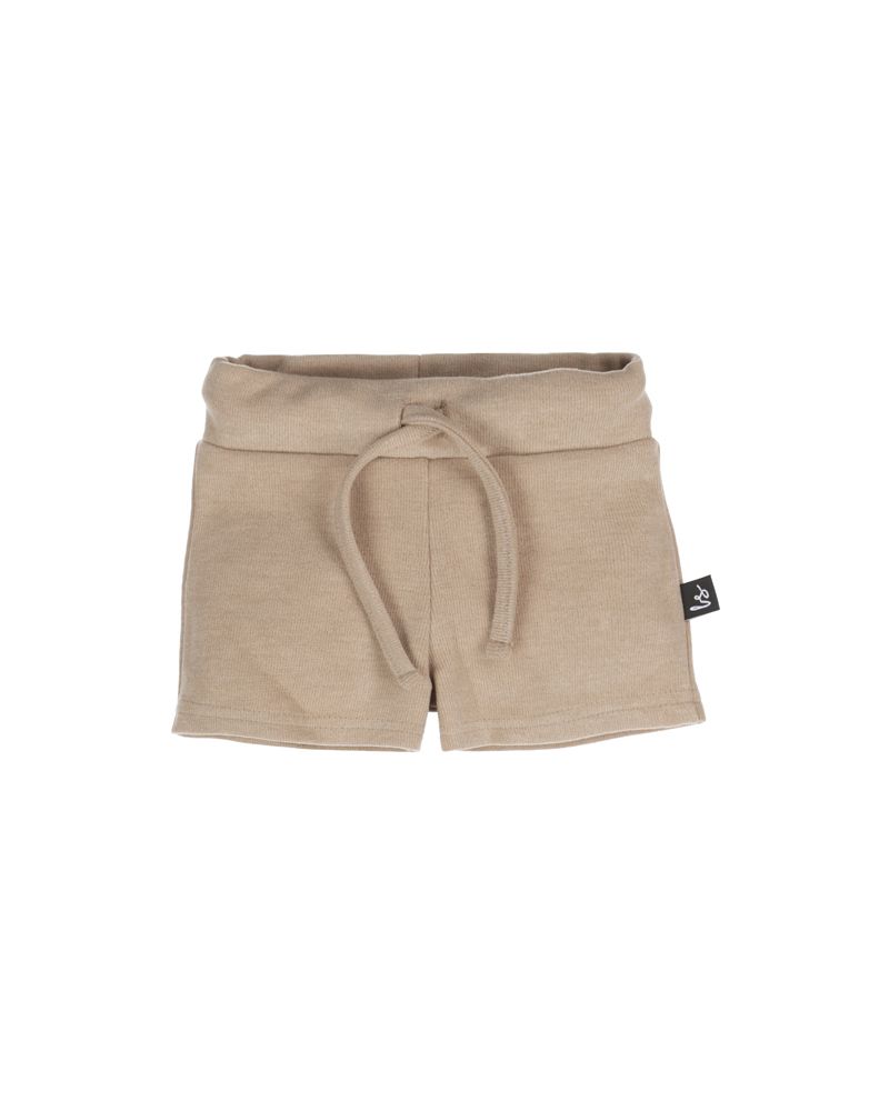 Rib jersey short gemeleerd sand