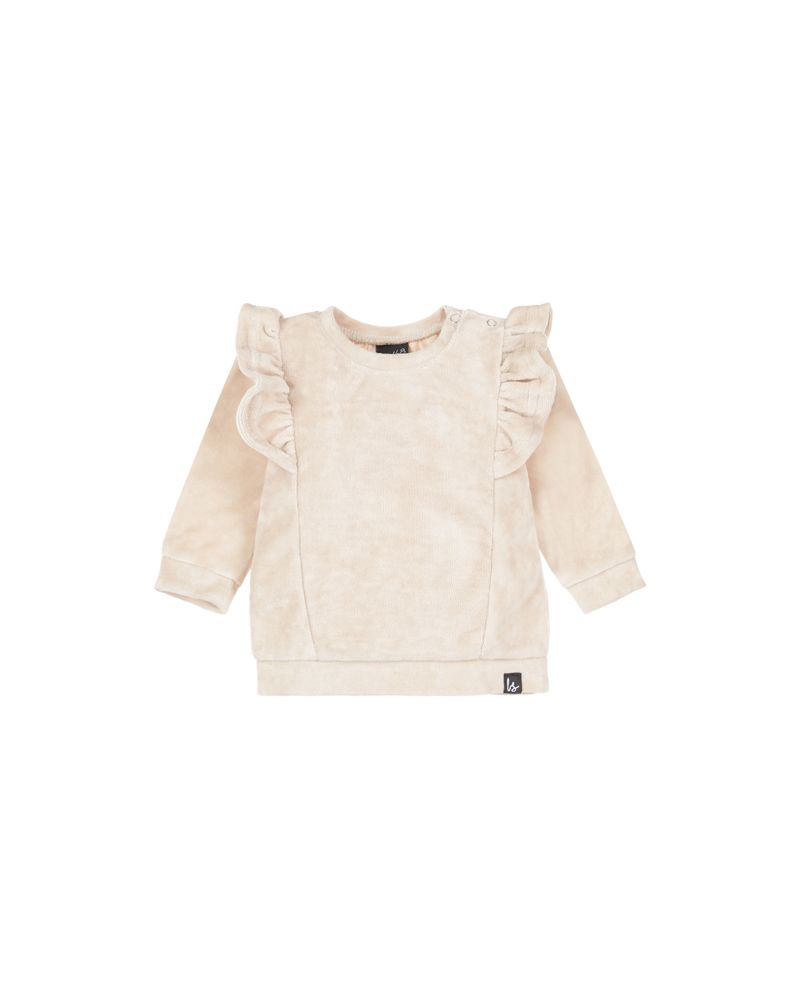 Velvet vertical ruffle sweater (licht beige)