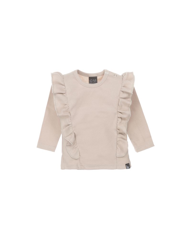 Vertical ruffle longsleeve sand