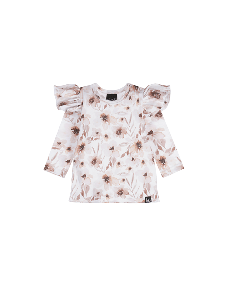 Ruffle longsleeve elle cream rib