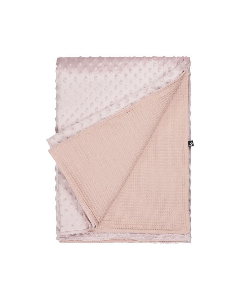 Ledikantdeken minky/wafel (roze/roze)