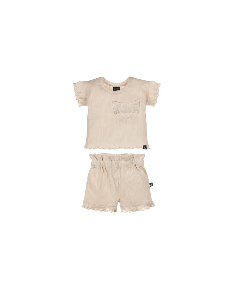 Outfit ruffle pointelle sand set