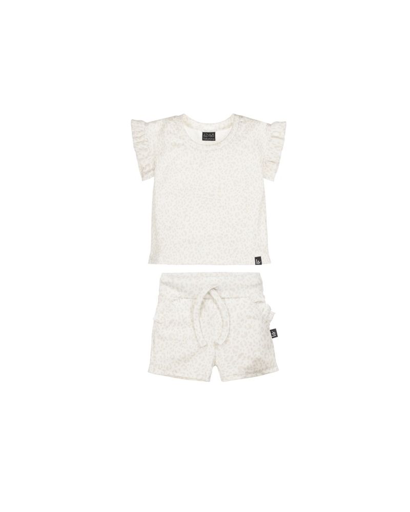 Outfit ruffle summer rib leopard (ecru)