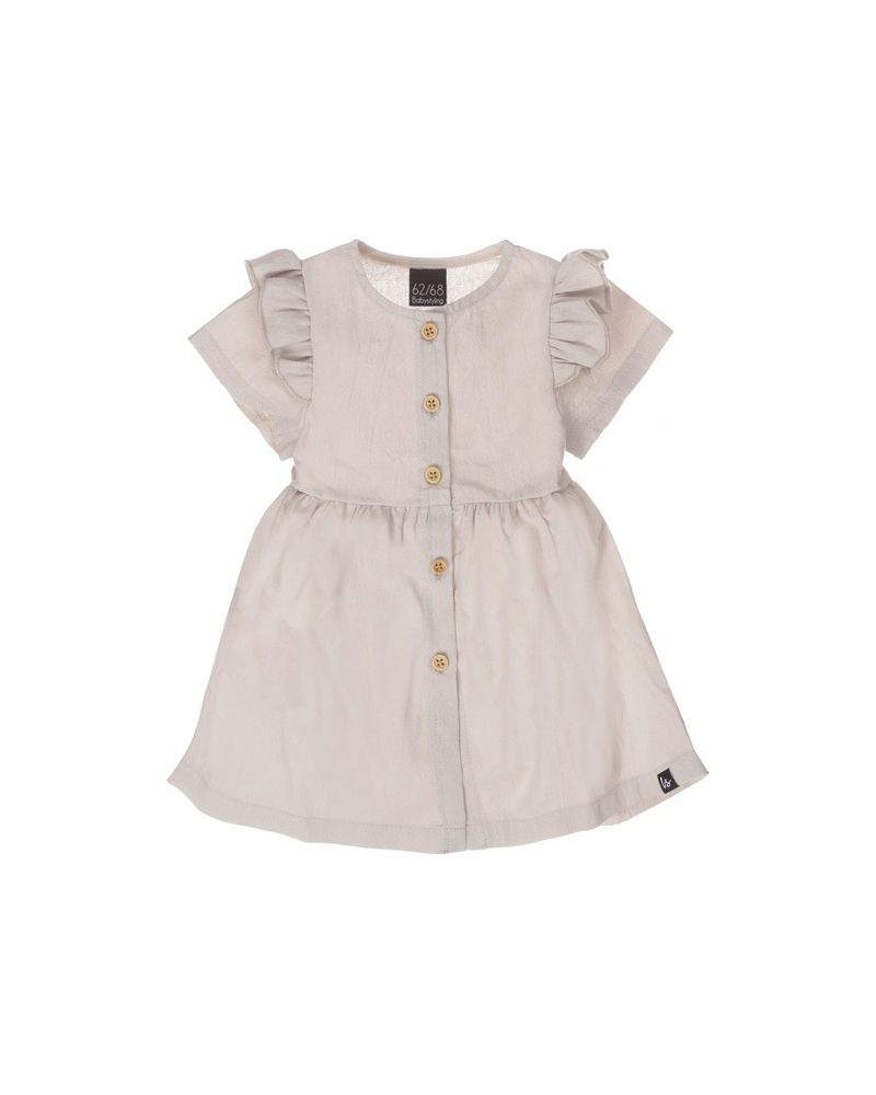 Ruffle button dress linnen sand (korte mouw)