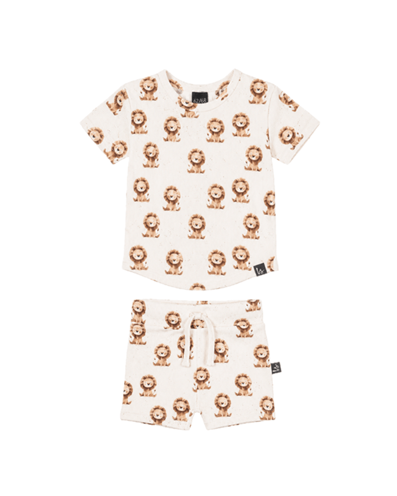 Outfit rib jersey set leeuwtjes