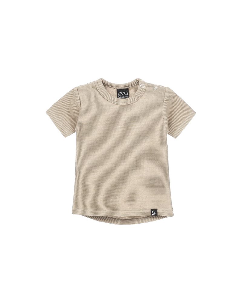 Rib t-shirt (rounded back) (gemeleerd beige)