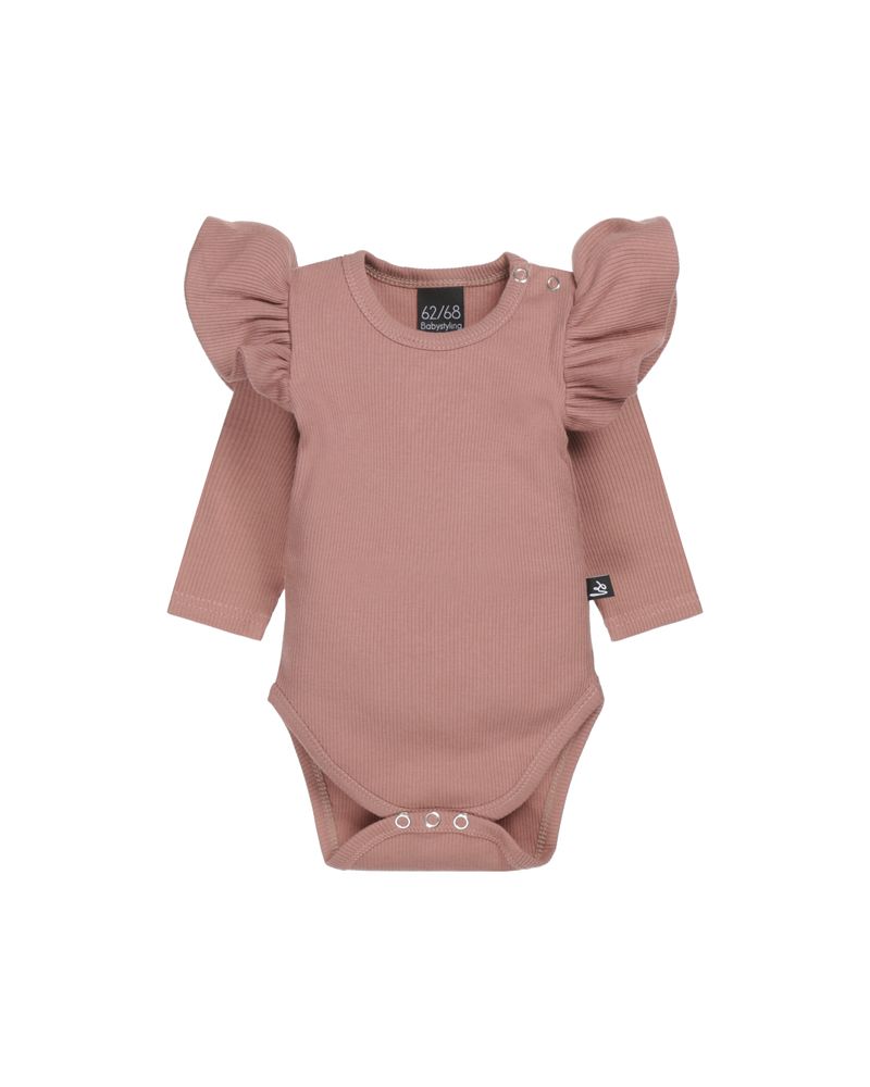Ruffle romper rib clay pink
