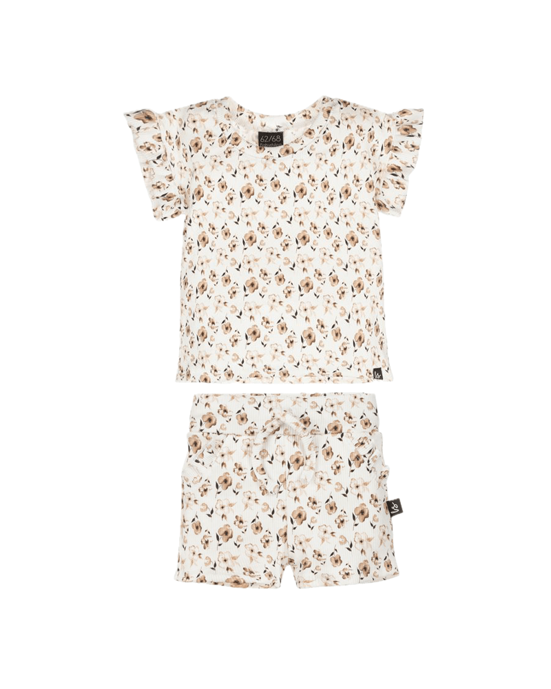 Outfit ruffle summer rib flowers