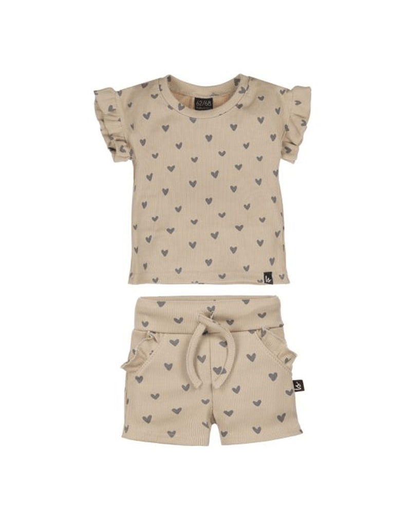 Outfit ruffle summer rib hartjes