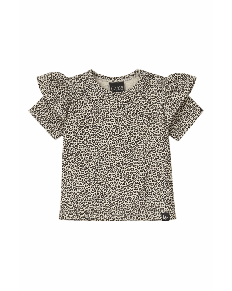 Ruffle t-shirt leopard (sand)