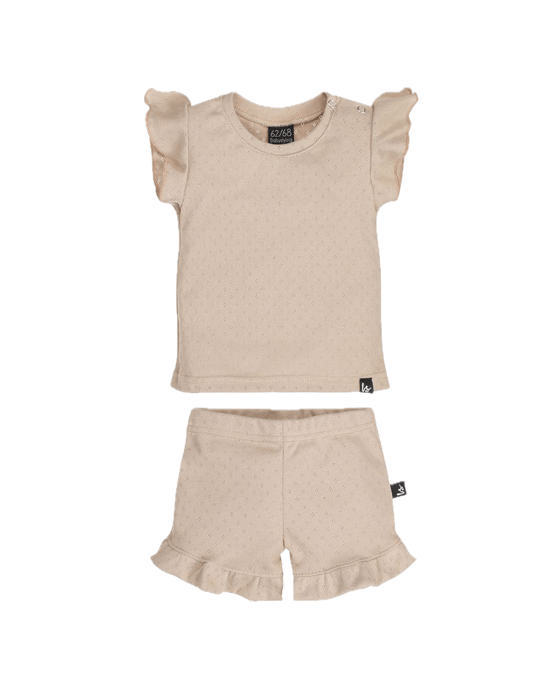 Outfit ruffle summer pointelle beige