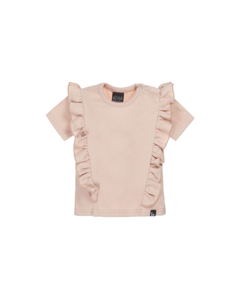 Vertical ruffle t-shirt oudroze